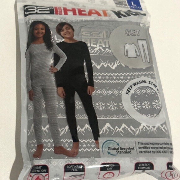 32 Degrees Other - 32 Degrees Heat Baselayer Set Kids Size Large Gray 2 pc Crew Shirt & Leggings